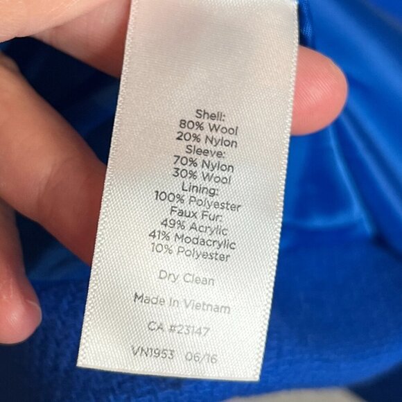 Talbots Italian Fabric blue wool blend cocoon coat - Picture 4 of 6